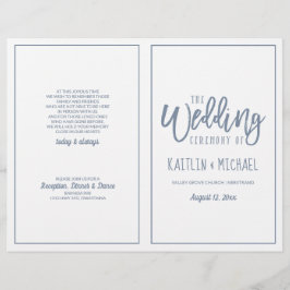 Guión de pincel moderno boda - Programas azul turb