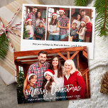 Guión de pincel moderno Feliz Navidad 4 fotos<br><div class="desc">Guión de pincel moderno 4 Collage de fotos de la familia de fotos Tarjeta navideña de Feliz Navidad - Fotos delante y atrás</div>