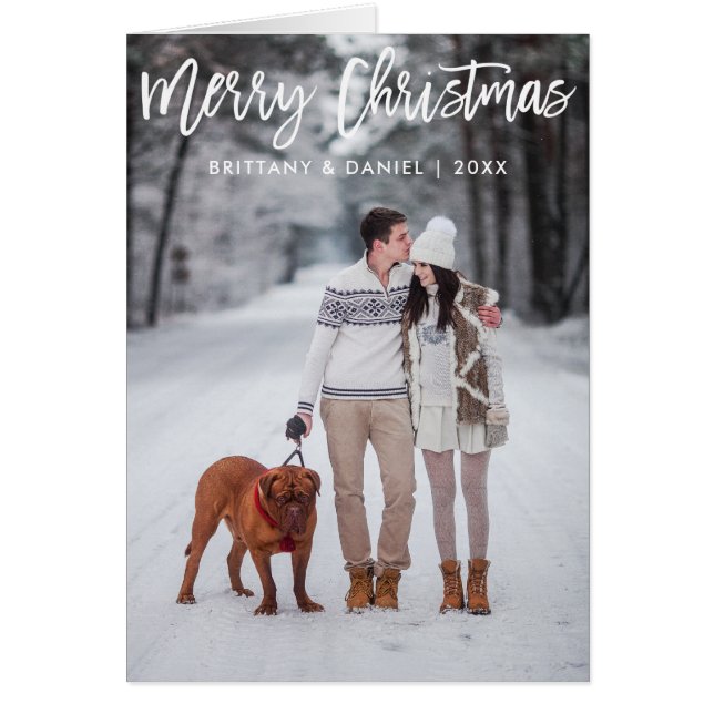 Guión de pincel moderno Feliz Navidad Tarjeta de p (Frente)