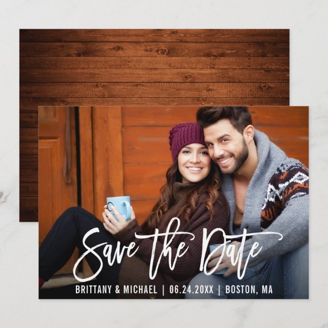 Guión De Pincel Moderno Guardar La Tarjeta De Made (Anverso / Reverso)