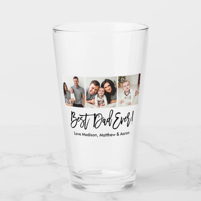 Guión de pincel moderno Mejor papá jamás 3 foto  (Anverso)