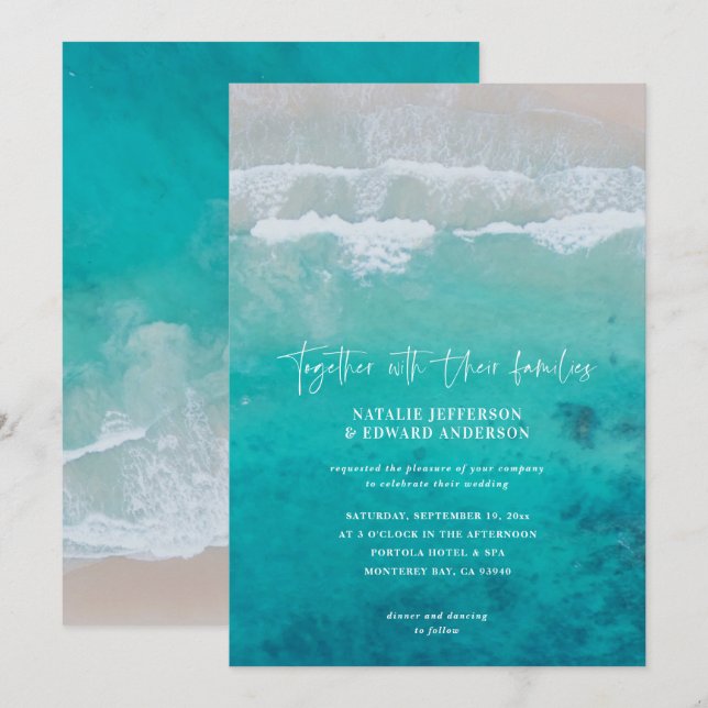 Guión de playa oceánico moderno y elegante tropica (Anverso / Reverso)