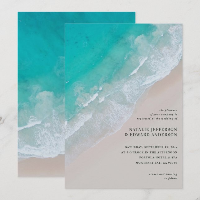 Guión de playa oceánico moderno y elegante tropica (Anverso / Reverso)