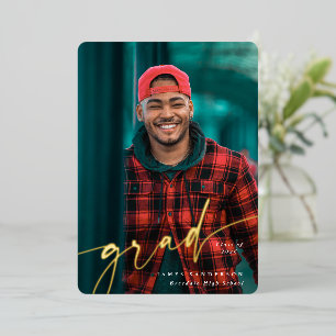 Guión de Relieve metalizado Dos Invitación de Grad