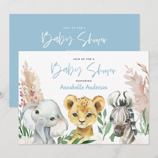 Guión de safari floral botánico lindo (Anverso / Reverso)