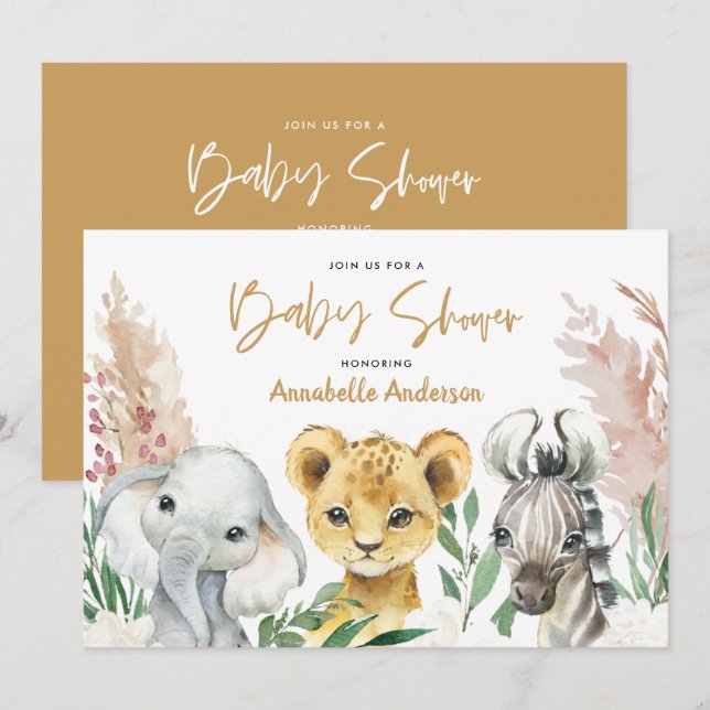 Guión de safari floral botánico lindo (Anverso / Reverso)