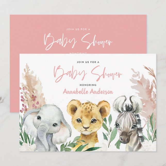 Guión de safari floral botánico lindo (Anverso / Reverso)