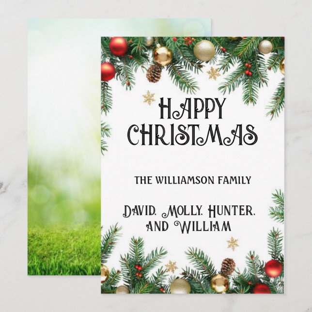 Guión de tarjeta de felicitación Feliz Navidad (Anverso / Reverso)