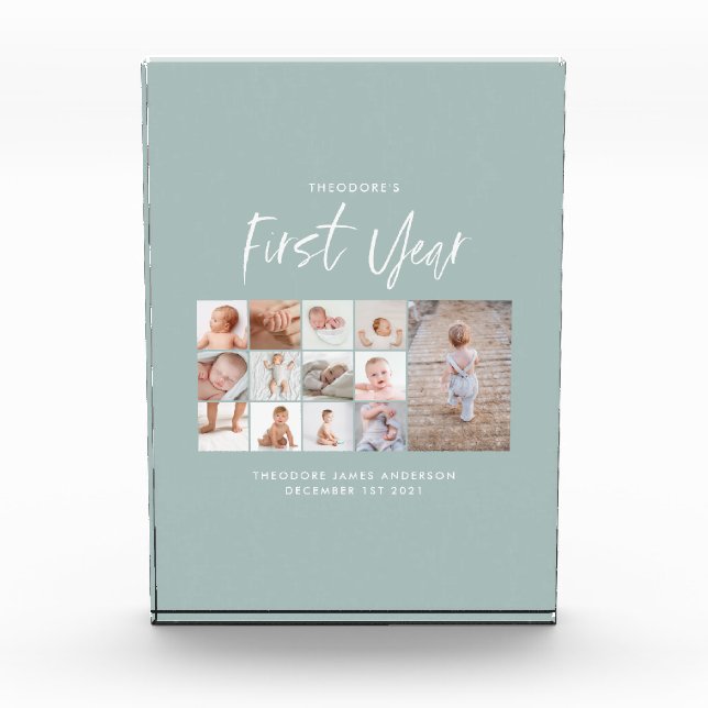 Guión del collage de fotos para bebés de primer añ (Anverso)