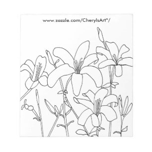 Guión Dibujar Flores Lily Colorear Bloc de notas