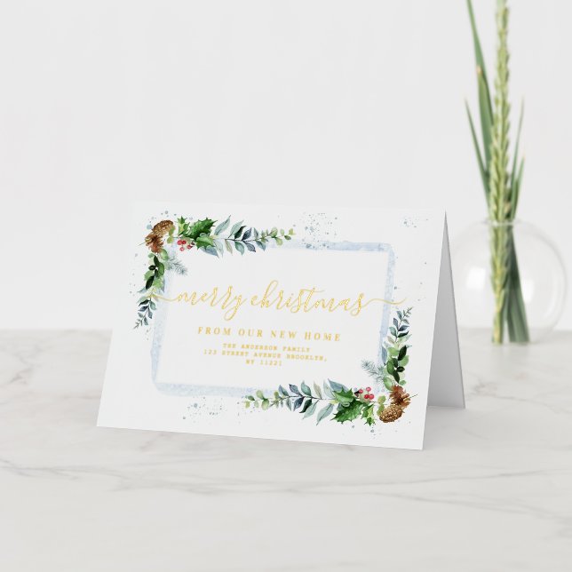 guión dorado Feliz Navidad en movimiento invitació (Anverso)