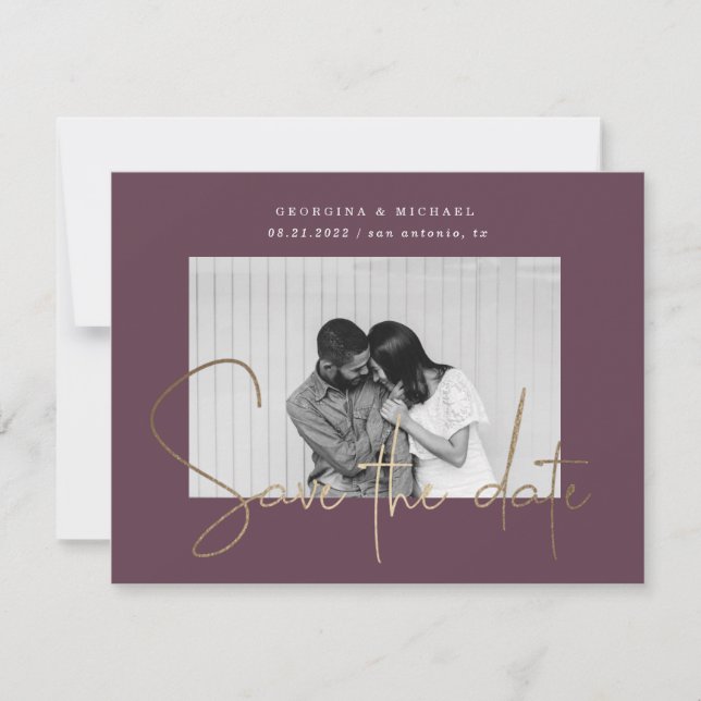 guión dorado una foto guardar la postal de fecha (Anverso)