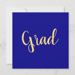 Guión elegante de graduación amarillo dorado azul 