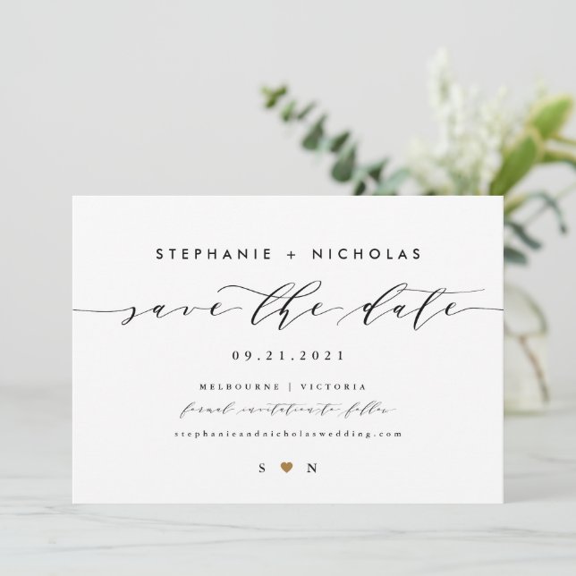Guión elegante guardar la invitación de fecha (Anverso de pie)