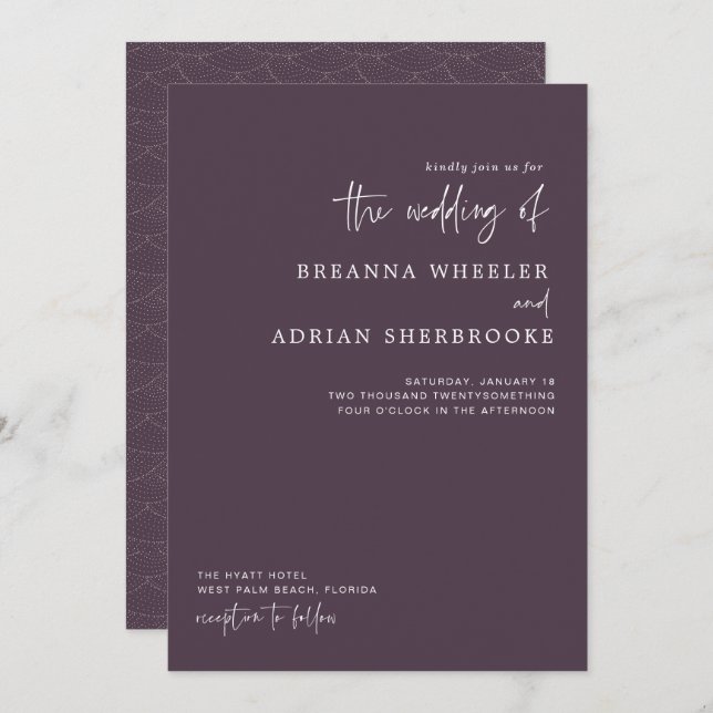Guión elegante | Invitación a la boda moderna (Anverso / Reverso)