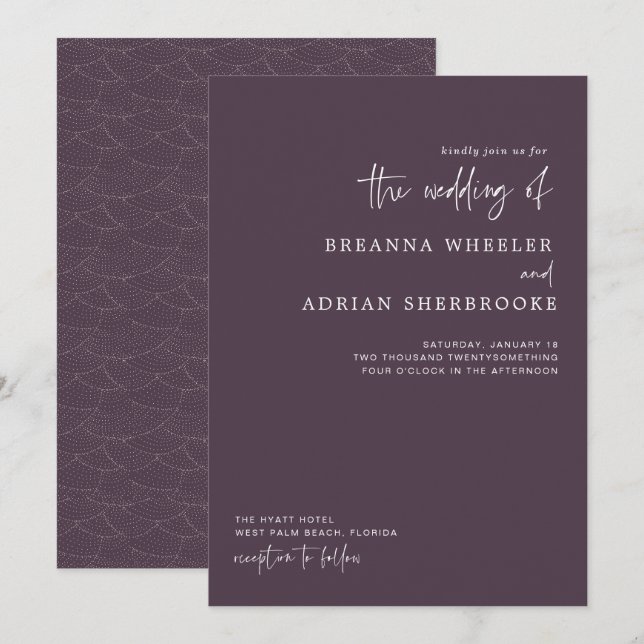 Guión elegante | Invitación de boda moderna (Anverso / Reverso)