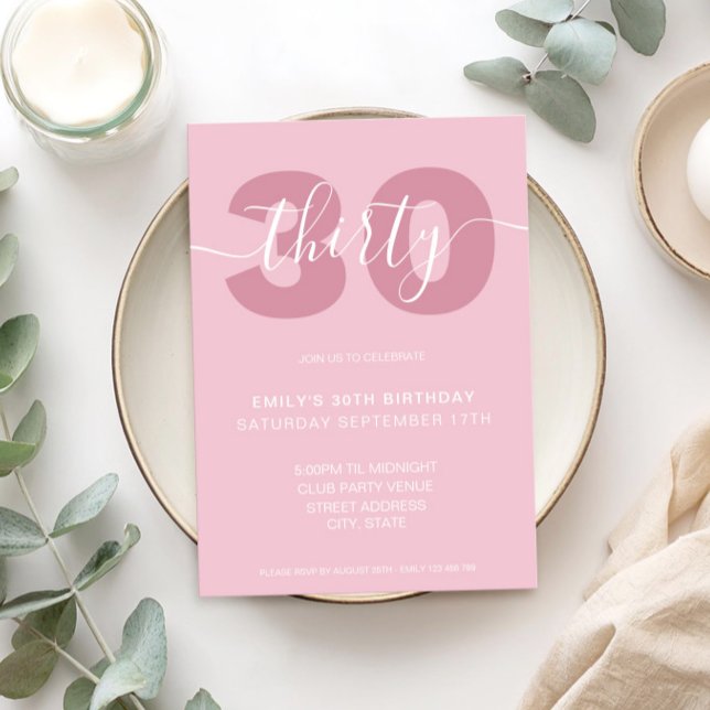 Guión elegante moderno Invitación a los 30 años (Subido por el creador)
