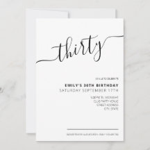 Guión elegante moderno Invitación a los 30 años