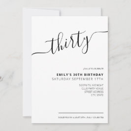 Guión elegante moderno Invitación a los 30 años