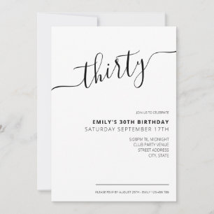 Guión elegante moderno Invitación a los 30 años