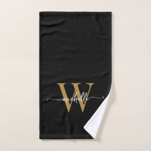 Guion Elegante Monograma Nombre Dorado Negro con E