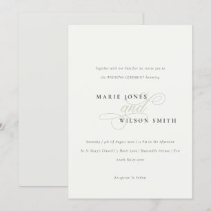 Guión elegante simple Invitación a la boda blanca