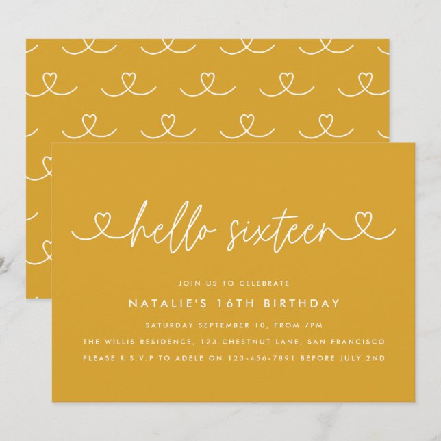 Guión elegante y sencillo de 16 años moderno (Anverso / Reverso)