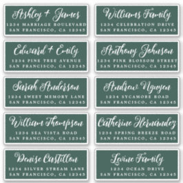 Guión Etiquetas de direcciones de invitado de Boda