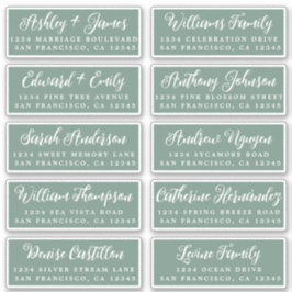 Guión Etiquetas de direcciones de invitado de Boda