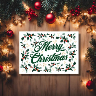 Guión Feliz Navidad Holly Rojo y Verde