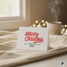 Guión Feliz Navidad Rojo con nombre y año