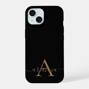 Guión femenino de oro negro moderno monogramado