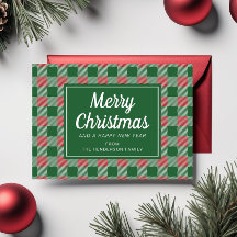 Guión festivo de Navidad en verde a cuadros