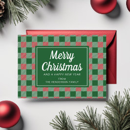 Guión festivo de Navidad en verde a cuadros