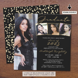 Guión graduado 4 Foto Confetti de oro negro