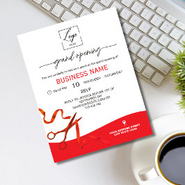 Guion Invitación de Corte de Cinta Roja Gran Inaug