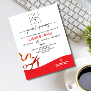 Guion Invitación de Corte de Cinta Roja Gran Inaug