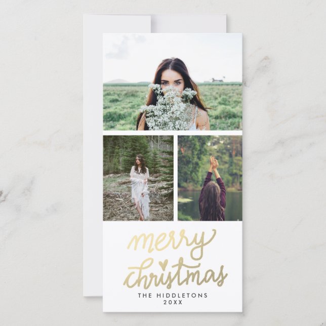 Guión manuscrito moderno dorado para navidad (Anverso)