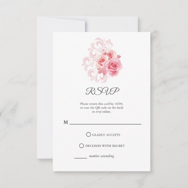 Guión Minimalista moderno | Tarjeta RSVP rosa Rubo (Anverso)