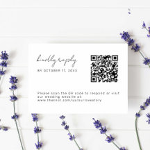 Guión mínimo Boda Código QR simple Tarjeta RSVP