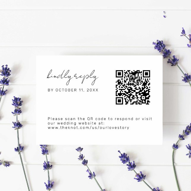 Guión mínimo Boda Código QR simple Tarjeta RSVP (Subido por el creador)