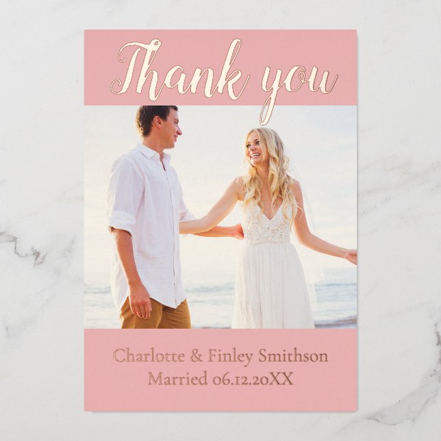 Guión mínimo Boda personalizado tarjeta de agradec (Anverso)