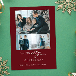 Guión mínimo moderno 3 foto Feliz Navidad Rojo