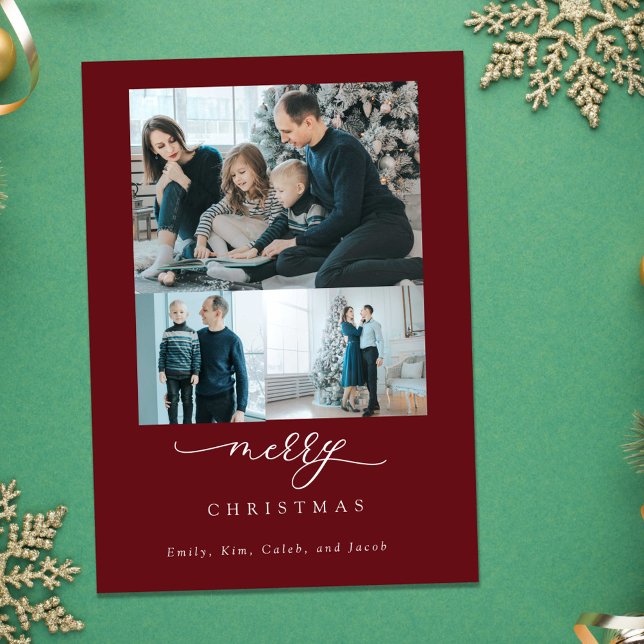 Guión mínimo moderno 3 foto Feliz Navidad Rojo (Subido por el creador)