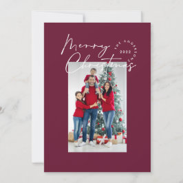 Guión moderno 1 foto burgundy Feliz Navidad