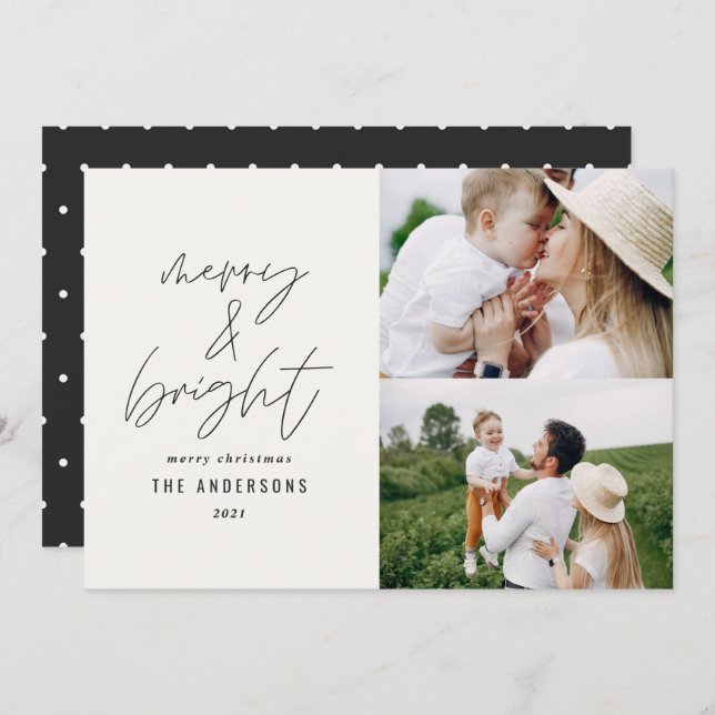 Guión moderno 1 foto Navidades blancos negros (Anverso / Reverso)