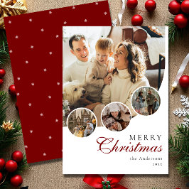 Guión moderno 4 Collage de fotos Feliz Navidad Roj