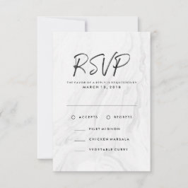 Guión moderno de mármol blanco | Menú RSVP de boda