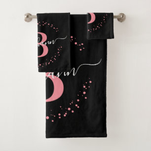 Guión moderno de nombre negro rosado monogramado