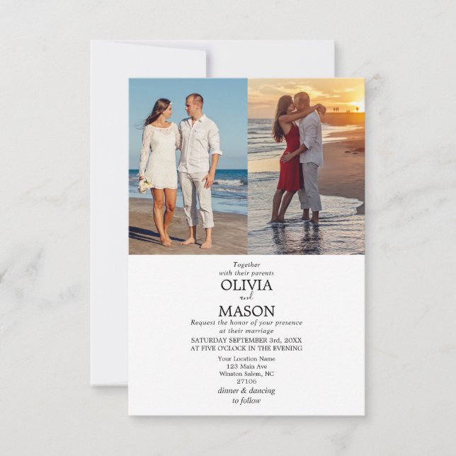 Guión moderno Dos Invitación a la Boda de Fotograf (Anverso)